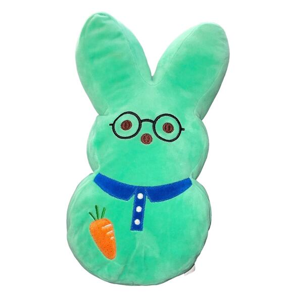 Peeps Plush Bunny Rabbit Easter Baby Nerd Carrot Green Orange Pink Lot of 2 12" - Picture 3 of 14